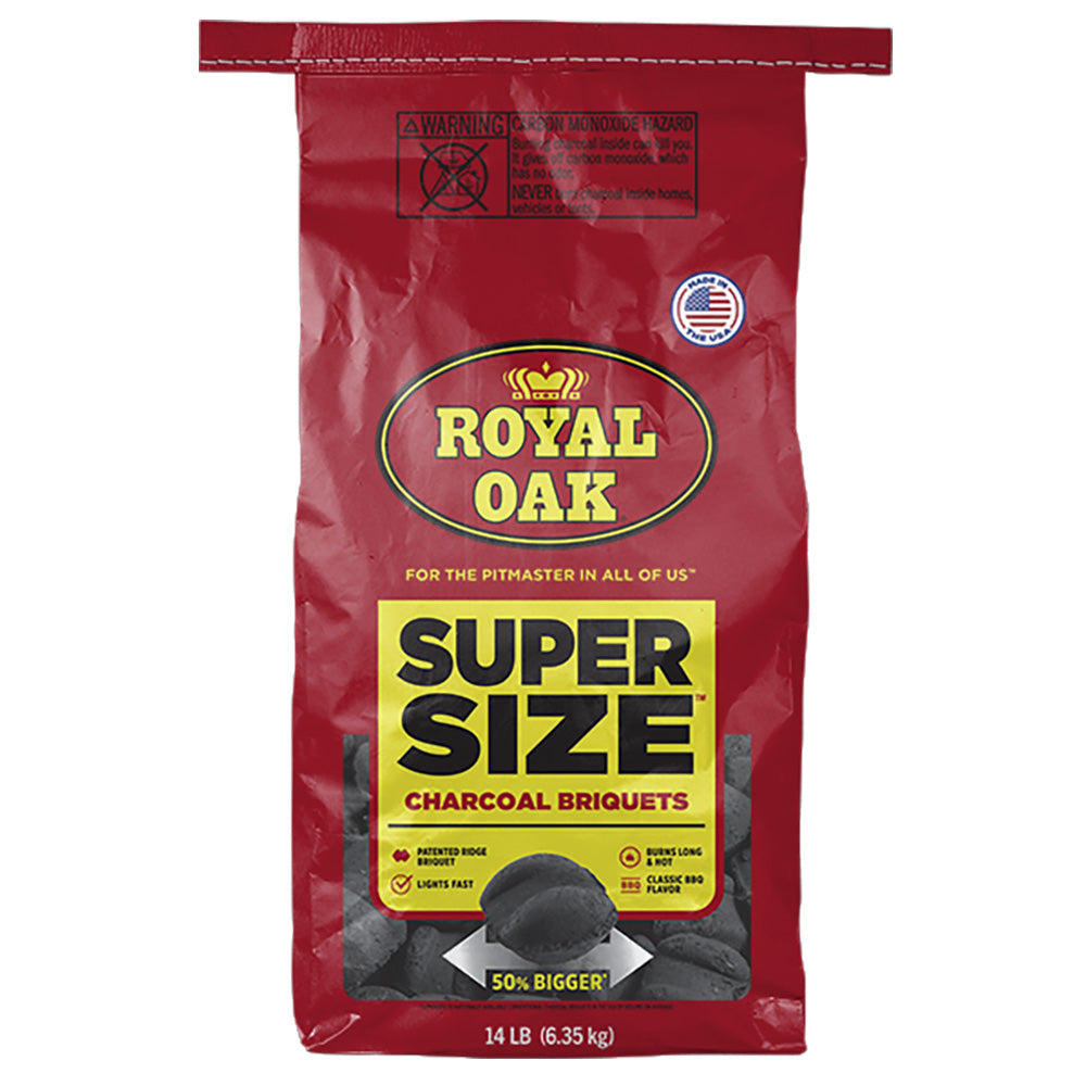 Royal Oak Super Size Charcoal Briquets 14 Lb Bag Classic Flavor Burns Longer(Royal Oak Super Size Briquets)