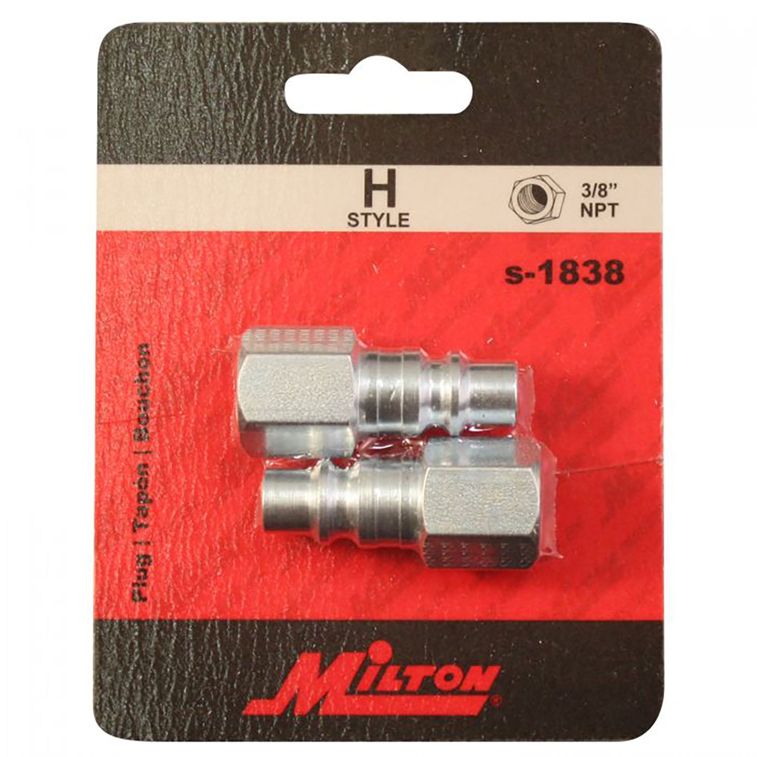  Milton H Style Plugs 3/8" Female NPT Steel Quick Release Plugs S-1838 Two Pack(3 8 Fnpt H Style Plug Hardened Steel 300 Psi Max 67 Scfm 2 Pack Milton S 1838)