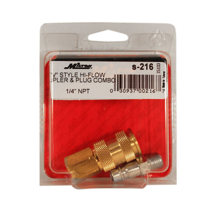 Milton S-216 V Style European Interchange Air Coupler Plug 1/4" NPT HighFlowPro(1 4 Npt V Style European Interchange Air Coupler Plug Fitting Highflowpro Milton S 216)