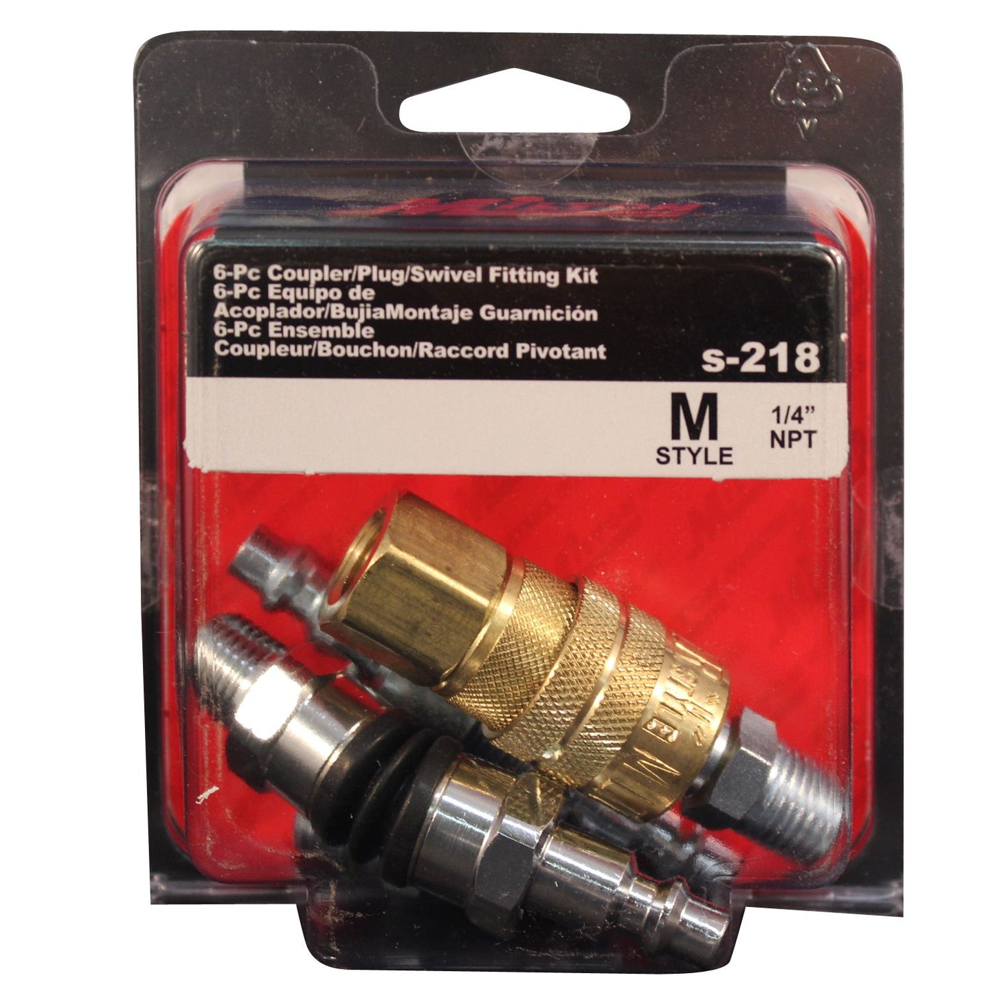  Milton S-218 1/4" M Style Swivel Coupler And Plug Kit 6 Pieces Industrial Style(1 4 M Style Swivel Coupler And Plug Kit Milton S 218)