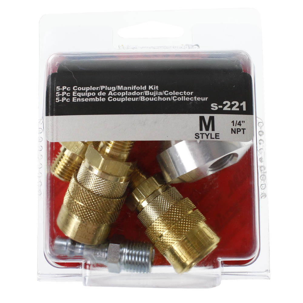  Milton M Style 3 In 1 Manifold Kit 5 Piece Coupler And Plug Set 1/4" NPT S-221(1 4 Npt M Style 3 In 1 Manifold Kit 5 Piece Set Milton S 221)
