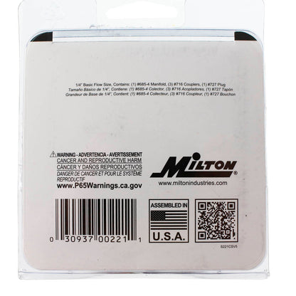  Milton M Style 3 In 1 Manifold Kit 5 Piece Coupler And Plug Set 1/4" NPT S-221(1 4 Npt M Style 3 In 1 Manifold Kit 5 Piece Set Milton S 221)