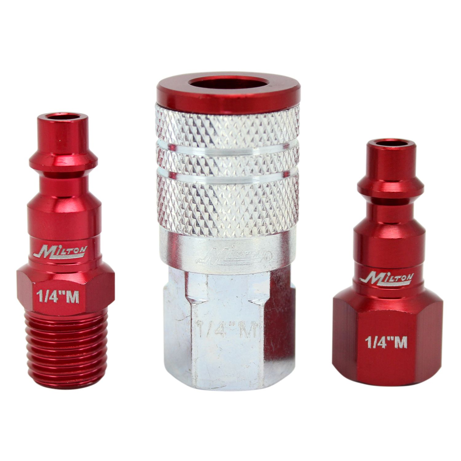  Milton ColorFit M Style Coupler And Plug Kit 1/4" NPT 3 Pieces S-303MKIT Red(Colorfit M Style Coupler Plug Kit Red 1 4 Npt 3 Piece Set Steel Milton S 303mkit)