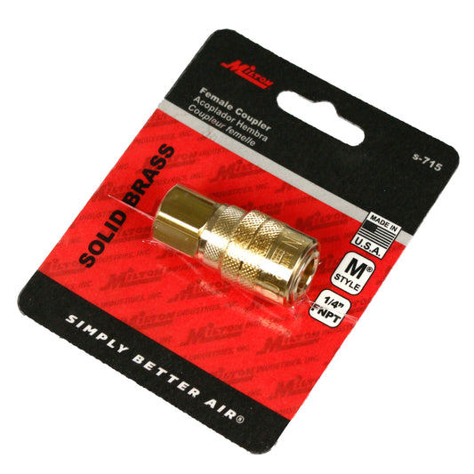  Milton M Style Coupler 1/4" Female NPT Brass Body Kwick Change Coupler S-715(1 4 Fnpt M Style Kwick Change Coupler Brass Milton S 715)