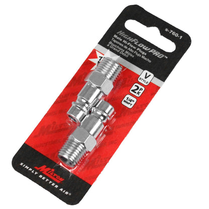  Milton V Style Plugs 1/4" Male NPT Steel High Flow Pro European S-760-1 2 Pack(1 4 Mnpt Highflowpro V Style Male Steel Plug 2 Pack Milton S 760 1)