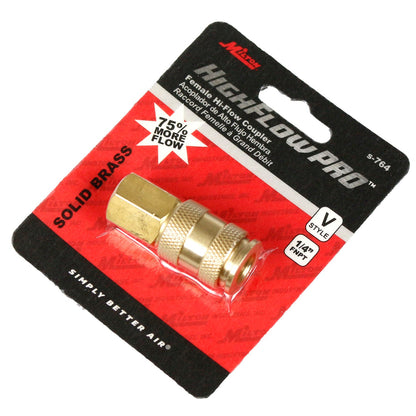  Milton V Style Coupler 1/4" Female NPT Brass Body High Flow Pro European S-764(1 4 Fnpt Highflowpro V Style Brass Coupler High Flow Milton S 764)