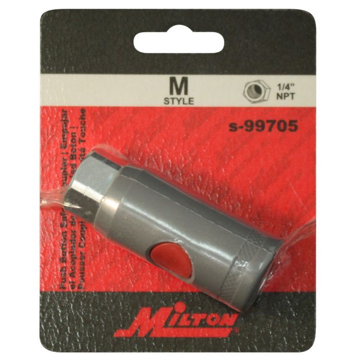  Milton 1/4" MNPT M Style Safety Coupler Industrial Style Push Button S-99706(1 4 Mnpt M Style Safety Coupler Push Button Milton S 99706)