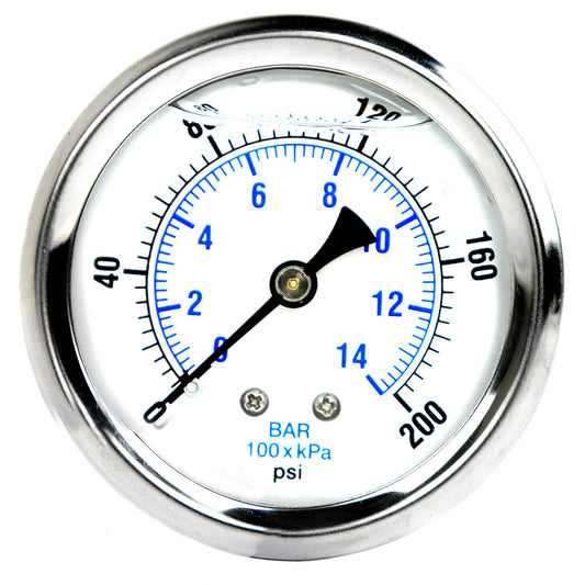  Liquid Filled 0-200 PSI Center Back Mount Air Pressure Gauge With 2.5" Face(Liquid Filled 0 200 Psi Center Back Mount Air Pressure Gauge With 2 5 Face)