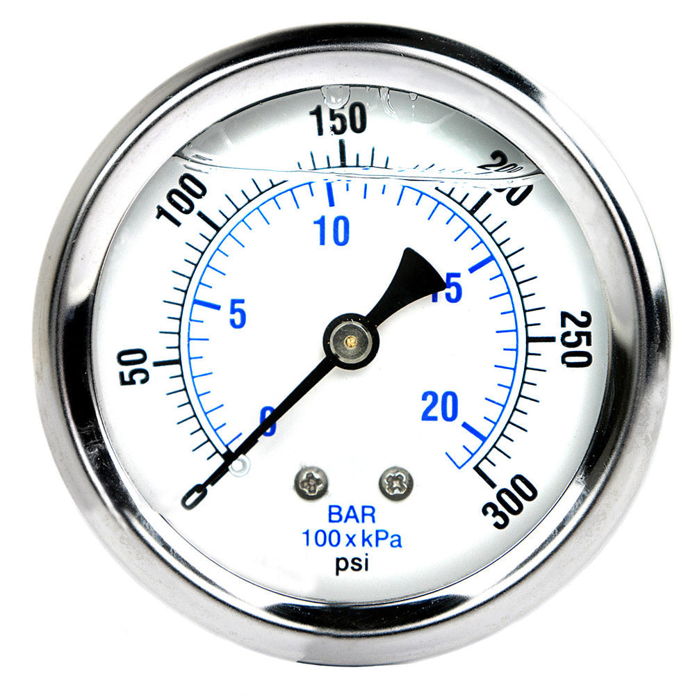  Liquid Filled 0-300 PSI Center Back Mount Air Pressure Gauge With 2.5" Face(Liquid Filled 0 300 Psi Center Back Mount Air Pressure Gauge With 2 5 Face)