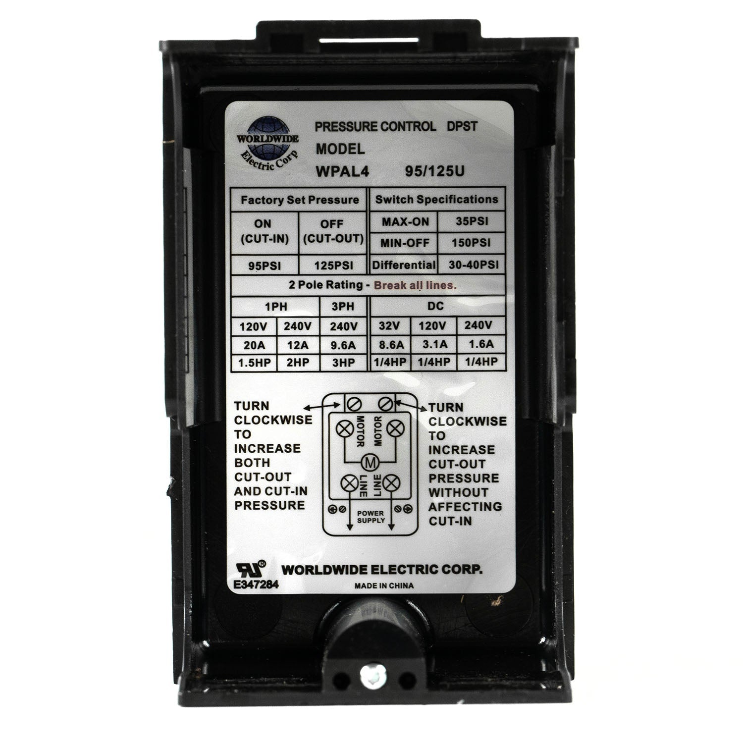  Four Port 95-125 PSI Universal Air Compressor Pressure Switch Control 1/4" NPT(Wpal495 125upressure Switch)