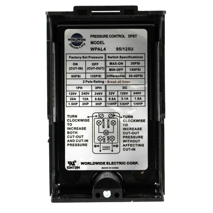  Four Port 95-125 PSI Universal Air Compressor Pressure Switch Control 1/4" NPT(Wpal495 125upressure Switch)
