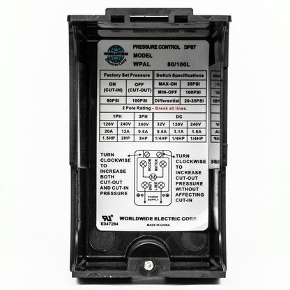  Single Port 80-100 PSI Air Compressor Pressure Switch Control 1/4" NPT 12 Amp(Wpal80 100l Pressure Switch)