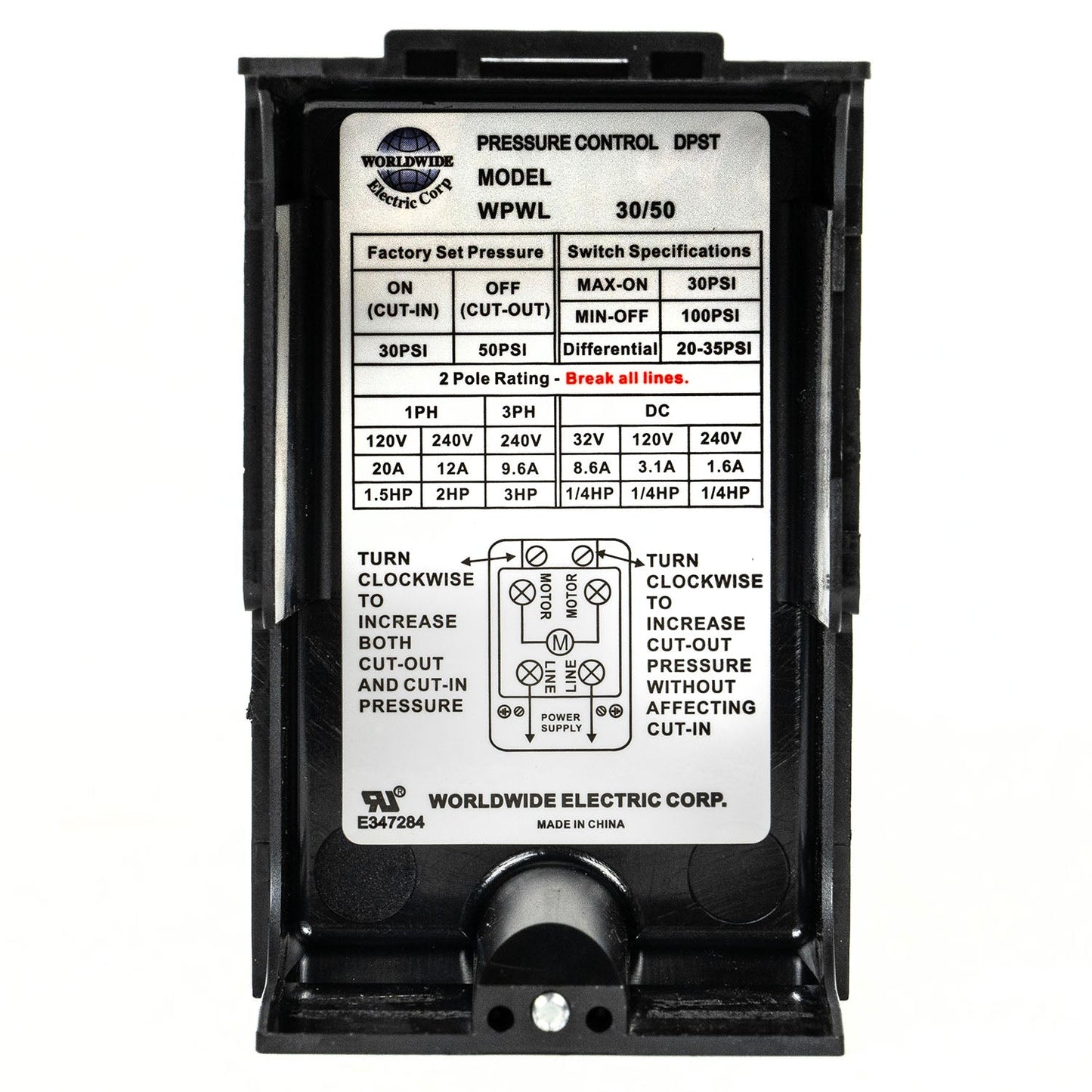  30-50 PSI Adjustable Pressure Switch Well Water Pump Control Valve 1/4" NPT(Wpwl30 50 Pressure Switch)