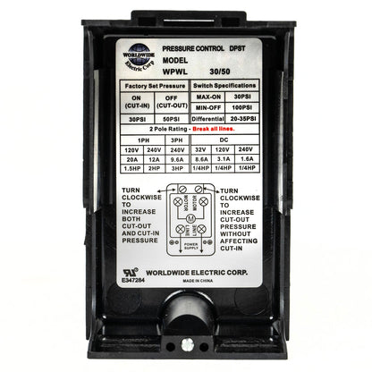  30-50 PSI Adjustable Pressure Switch Well Water Pump Control Valve 1/4" NPT(Wpwl30 50 Pressure Switch)